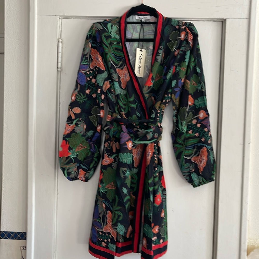 Celina Moon floral wrap dress sz lg.. less than 1/2 retail! ** PRICE DROP**
